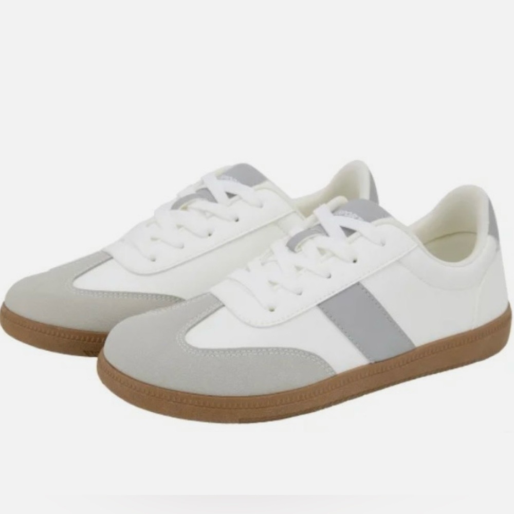 JSport Women's Size 8, Lace-up Sneakers Shoes, White/Grey